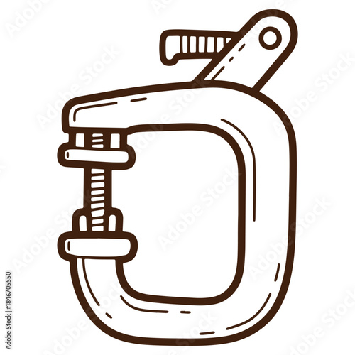 Illustrated mechanical clamp design isolated on white background perfect for industrial and engineering themes