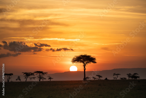 Orange sky at sunset in Olare Conservancy, kenya