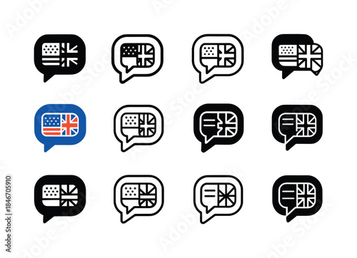 Language Learning Logos. Learning new languages and educational