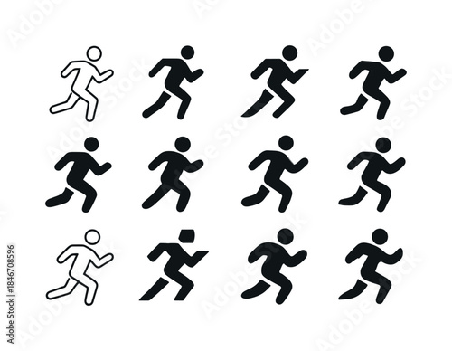 Running Icon Variations. person running. Icon set. Set Logo of p