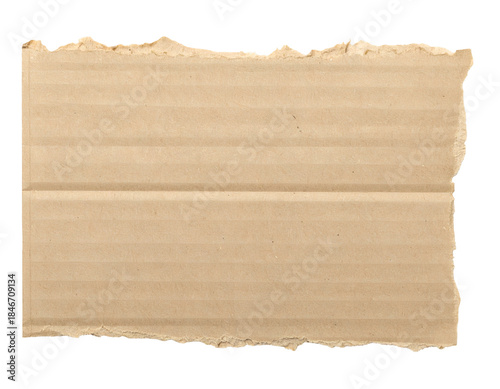 Brown cardboard with torn edges and parallel creases