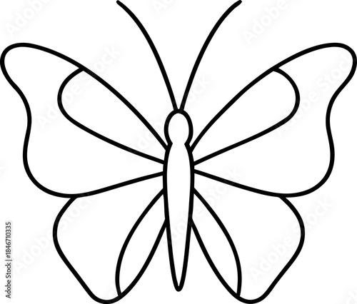 Red Admiral Butterfly with Large Red Wings and Black Outline in Stylized Symmetrical Design