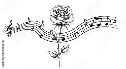 Monochrome melody: A harmonious blend of floral beauty and musical expression