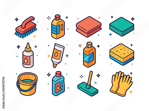 Tile Maintenance Icons. tile maintenance. Colorful isometric vec