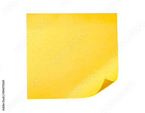 Bright yellow paper square with a curled corner