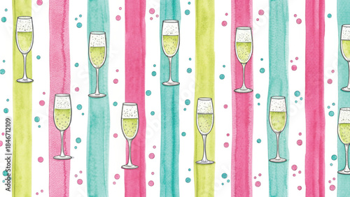 watercolor champagne bottles elegant festive pattern white vector background 