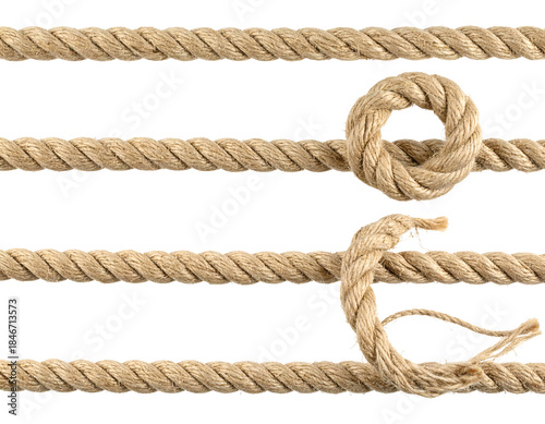 Thick natural fiber cord, looped and knotted