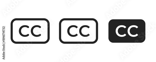 Closed caption icons set. Subtitles symbol. CC button icon. Subtitle icon