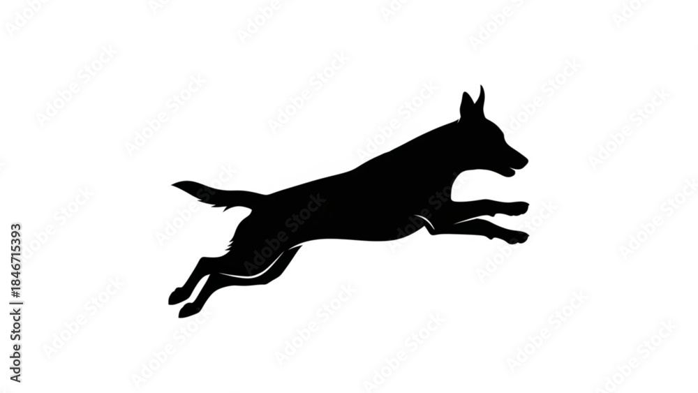 Fototapeta premium Dog Jumping and Running Pet Silhouette Vector Illustration