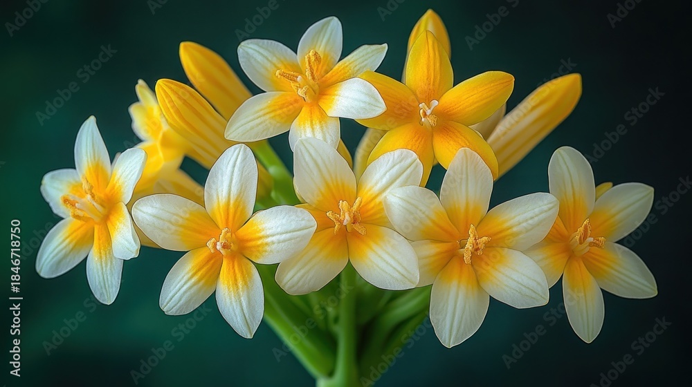 Fototapeta premium Close-up of a cluster of yellow and white flowers