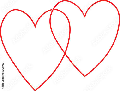 Two intertwined hearts symbol of love and connection. Intertwined hearts symbolizing eternal love and unit
