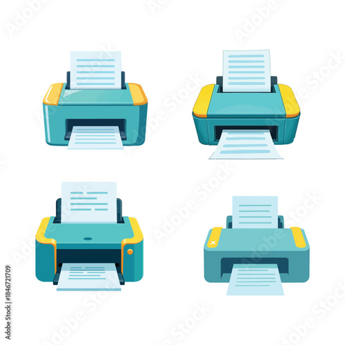 Colorful desktop printer vector icon for office printing scanning and document workflow concept