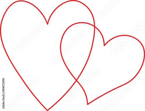 Two intertwined hearts symbol of love and connection. Intertwined hearts symbolizing eternal love and unit
