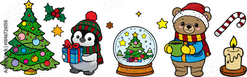 Cute set of elements for Christmas design