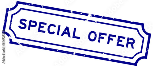 Grunge blue special offer word square rubber stamp on white background