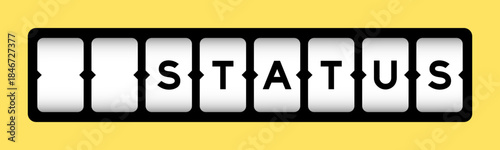 Black color in word status on slot banner with yellow color background