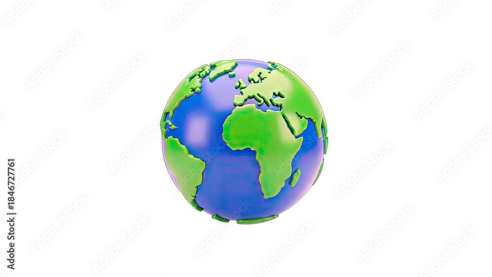 Fototapeta premium 3D Earth Globe on White Background