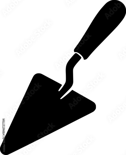 Trowel Silhouette Vector Icon, Simple Triangle Blade Black Tool Shape Isolated on White Background