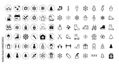 Winter Icons Set – 60 Vector Line Icons for Snow, Winter Sports, Holiday, and Cold Weather”