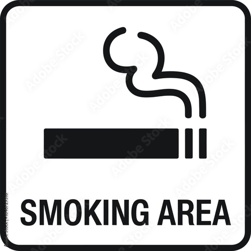Designated smoking area sign with a clear cigarette icon and text for public guidance