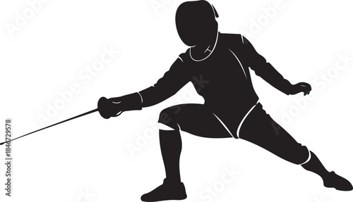 An elegant Fencing Duel Silhouettes collection showcasing two fencers in classic duel stances and dynamic action poses, including lunges, parries, attacks, and defensive movements.