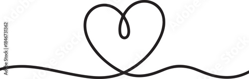 Hand Drawn Continuous Line Heart Icon Representing Love and Connection
