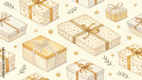 Gift box patterns kawaii style vector background 