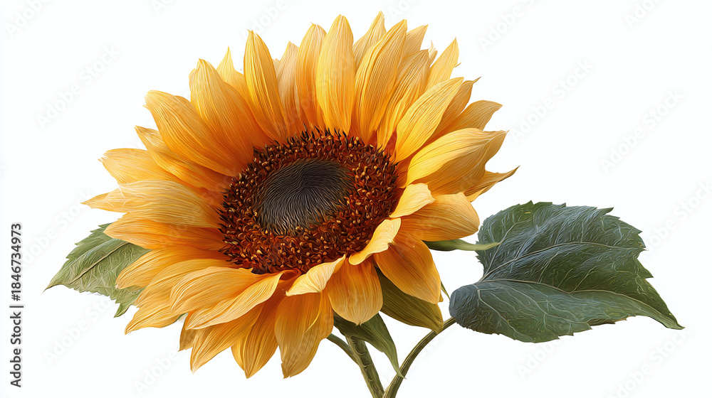 Obraz premium A vibrant sunflower in full bloom, showcasing its bright yellow petals and a dark center