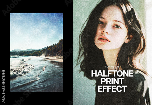 Old Halftone Print Poster Effect Mockup