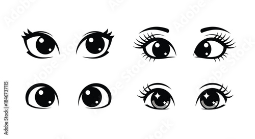 Captivating collection of animestyle eyes, perfect for adding a touch of charm and expressiveness to your designs isolated on