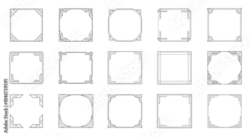 Set of vintage square frames isolated on decorative design elements for invitations, cards, posters, banners and more