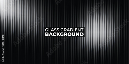 Abstract Fluted Glass Background with Black and White Gradient and Linear Texture