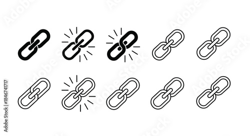 Link icon set isolated on chain symbol hyperlink sign connection concept vector illustration in flat and line style
