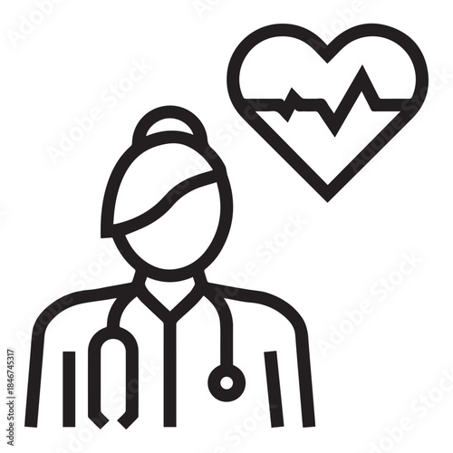 Cardiology Medical Specialist Line Icon