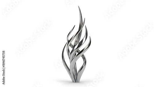 Elegant silver metallic statue with artistic flame shape 