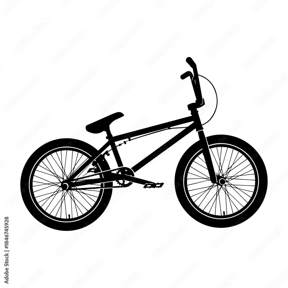 Obraz premium Black BMX Bicycle Silhouette Freestyle Urban Cycling Bike.