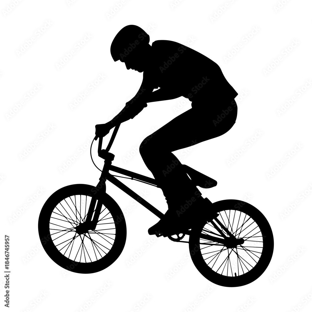 Obraz premium Silhouette of Cyclist Performing Dynamic BMX Bike Jump.