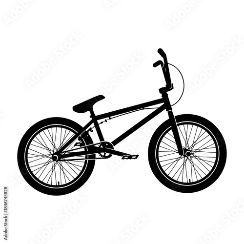 Black BMX Bicycle Silhouette Freestyle Urban Cycling Bike.