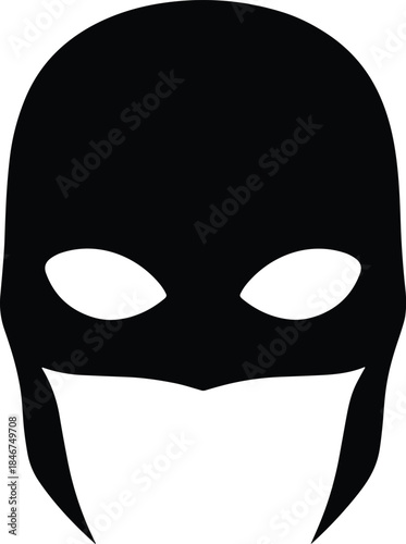 Black Superhero or Bandit Mask Silhouette Icon Vector Illustration