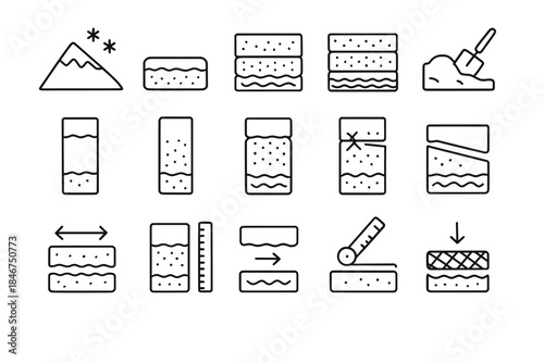 Snow and layering icons for winter and environmental science projects