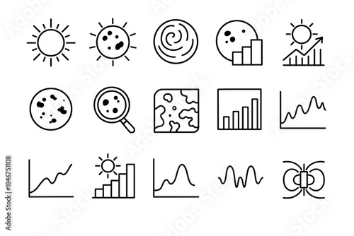 Solar activity and data analysis: sunspots, graphs, and diagrams