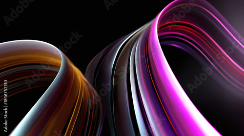 An abstract swirling ribbon of color, with curves and bends
