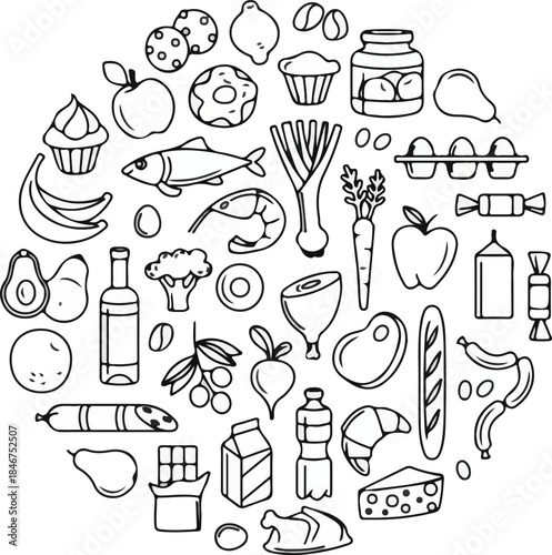 set of food icons, Vector Food Icon Design, Vector Food, Illustration Drawing, Set of Vector Food