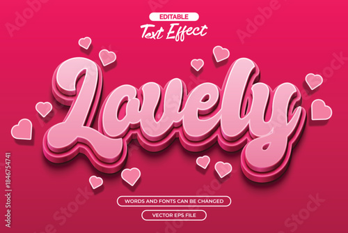Lovely editable text effect with 3d pink text and with heart shape decoration