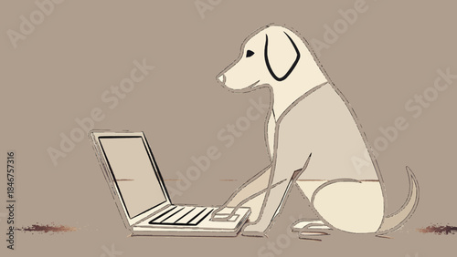 dog on laptop