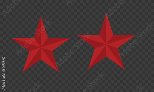 Two red stars graphic element on a dark background