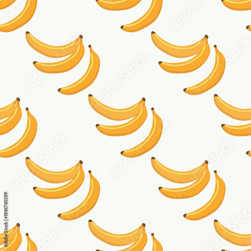Seamless Banana Pattern in Flat Vector Style
