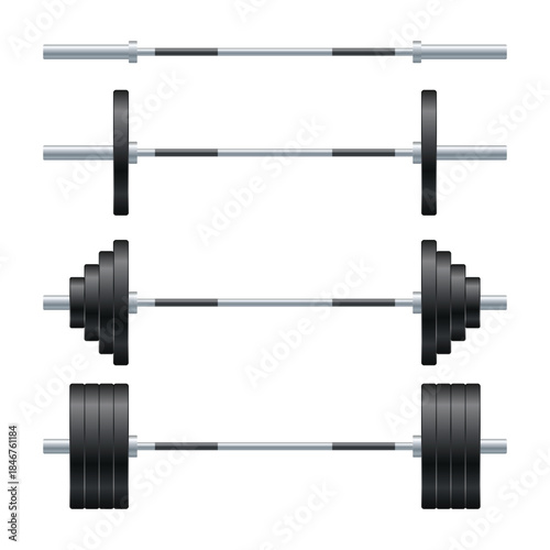 Realistic Barbel Set for Gym Vector Illustration