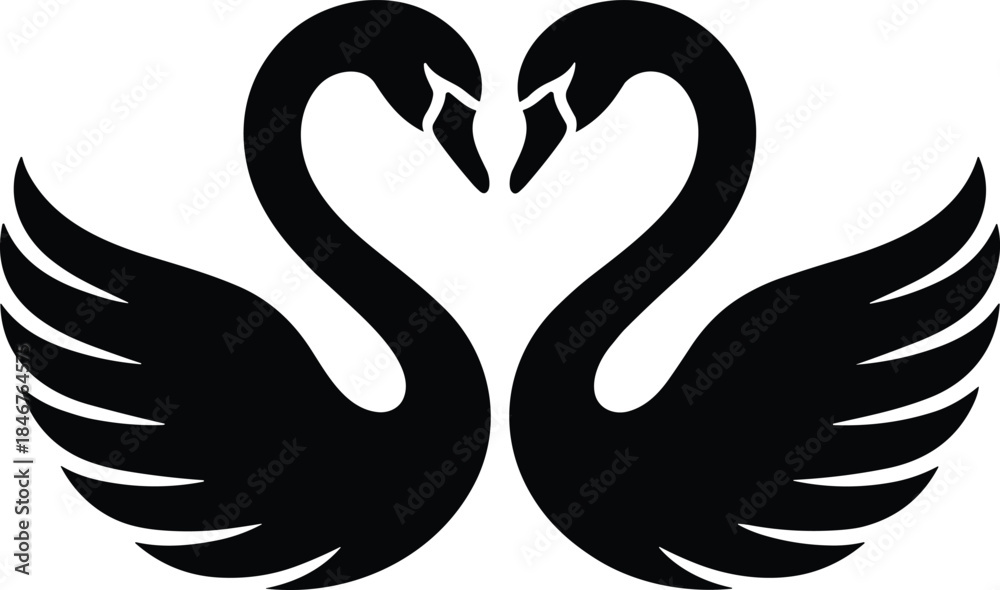 Obraz premium twin swans svg