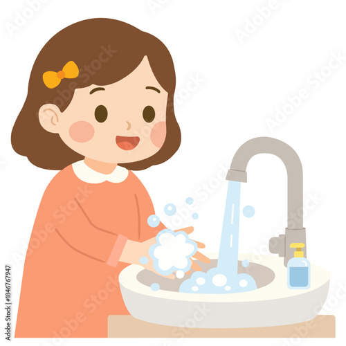 어린이 생활습관 손씻기 일러스트
